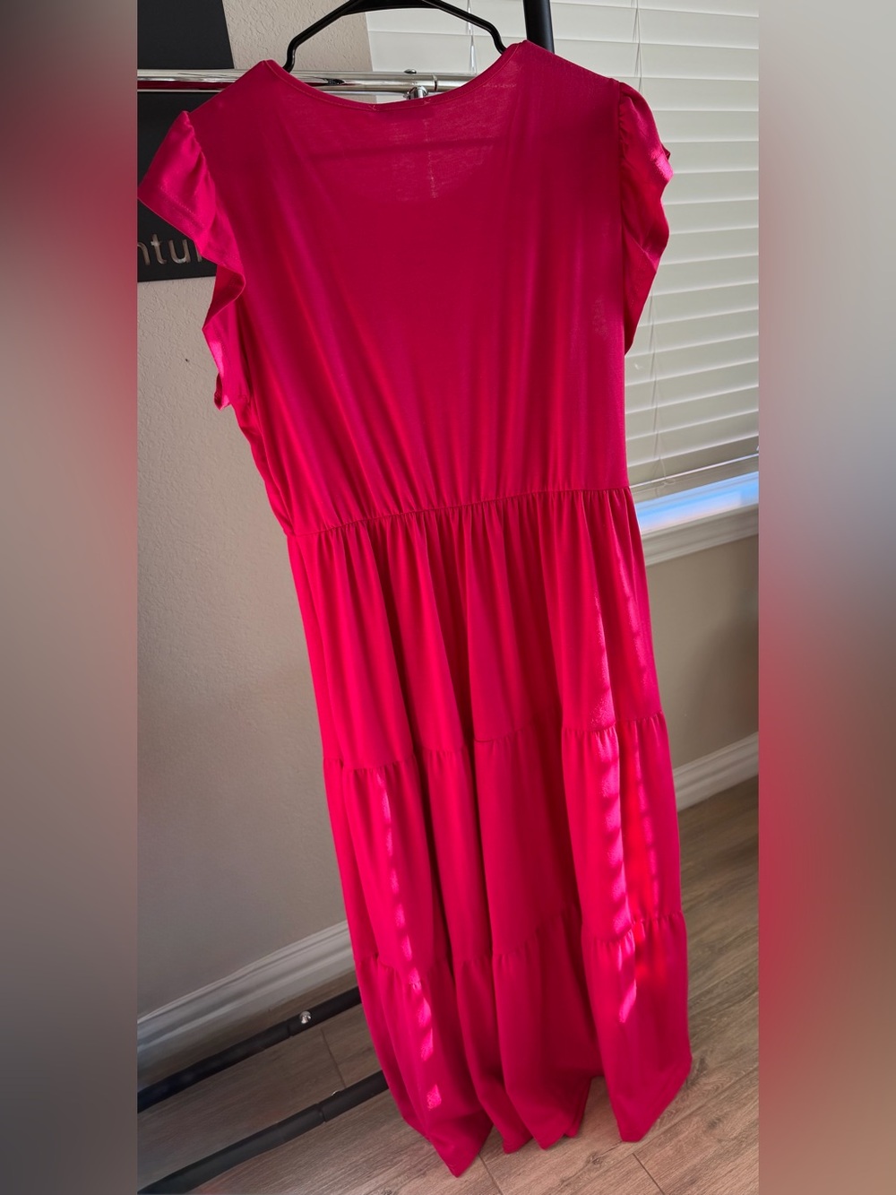 Nursing' Ruffle Sleeve Pink Maxi Dress - Picture 2 of 3